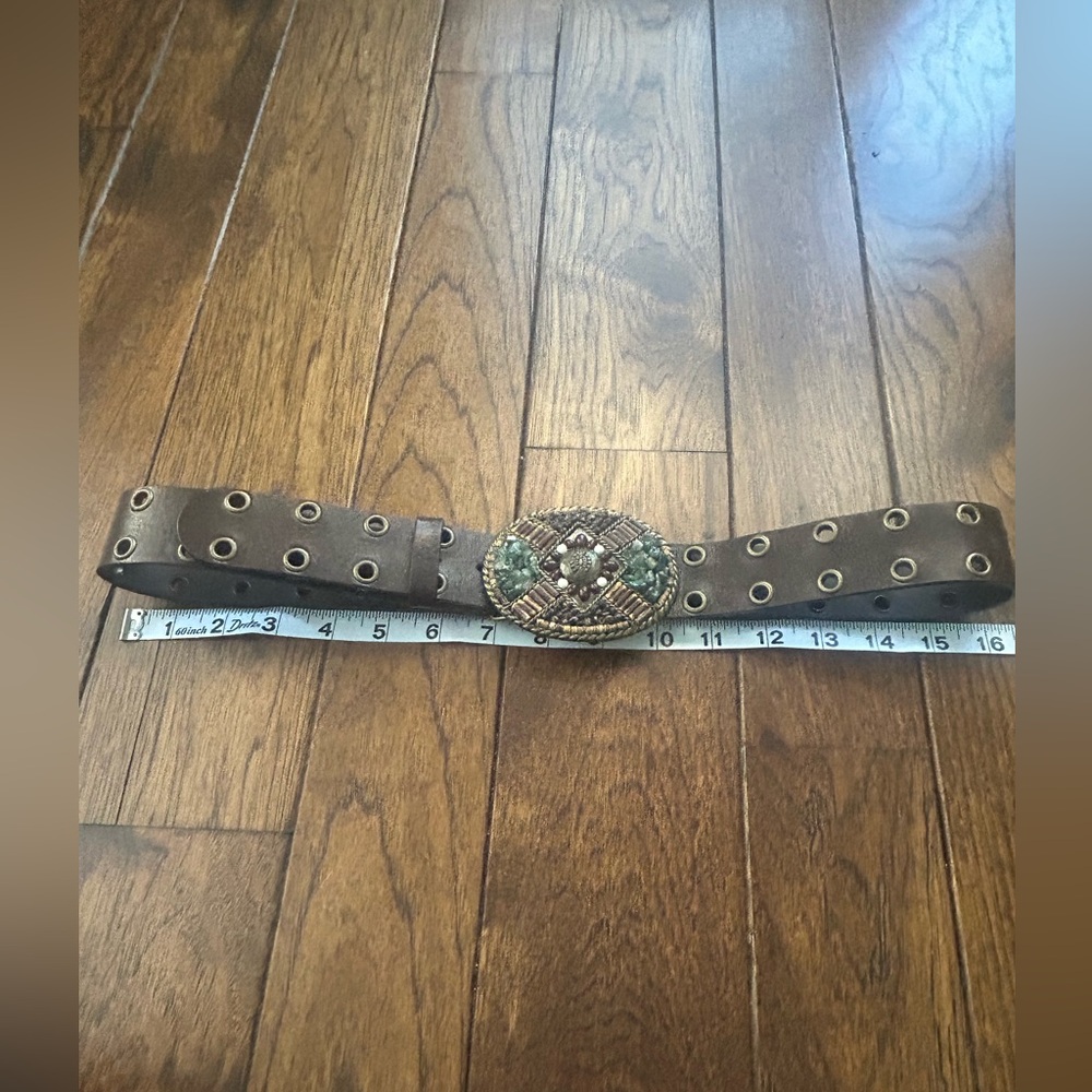 CAbi Brown Leather Belt with Embellished Buckle - Picture 6 of 6